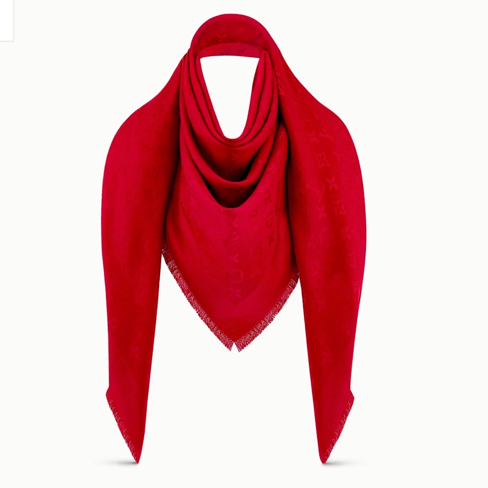 Red Louis Vuitton Monogram Shawl